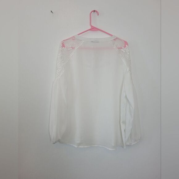 Cellabie Peasant Blouse White Lace Floral Boho Gypsy Milkmaid Cottagecore Large - Picture 8 of 10